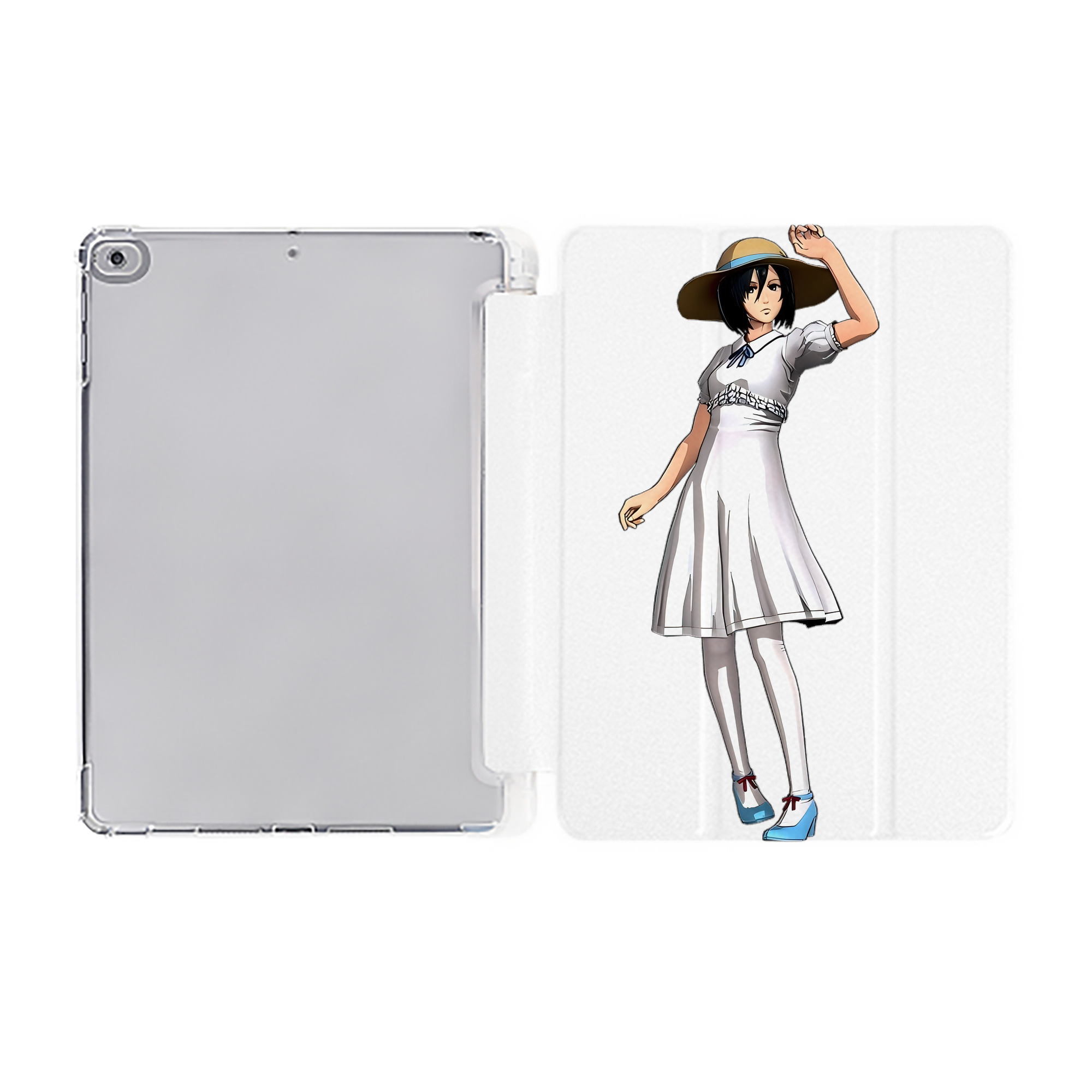 （画像用） 進撃の巨人 ミカサ·アッカーマン Attack on Titan Mikasa Ackerman IPad ケース ペン収納付き 三つ折りスタンド PUレザー×シリコン 対応機種9.5/10.5/10.9インチ